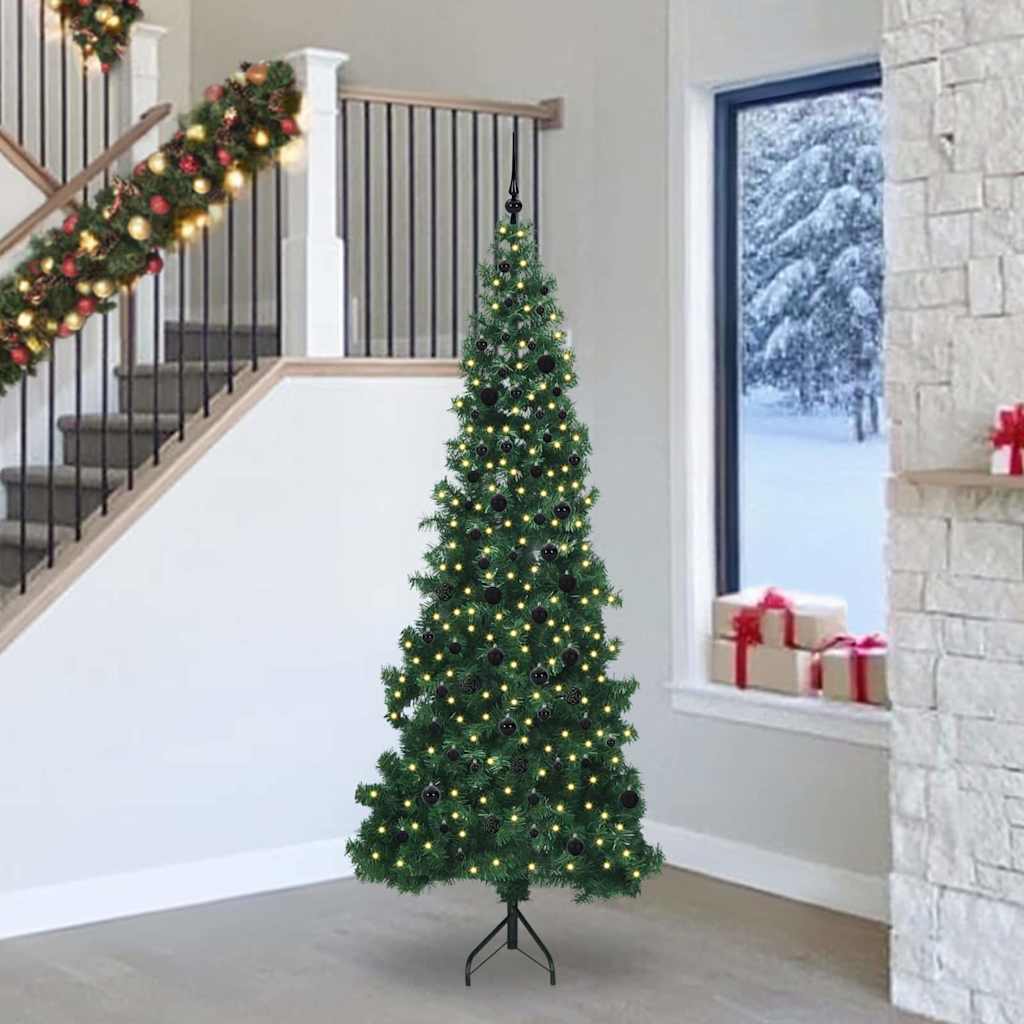 vidaXL Corner Artificial Christmas Tree Green 240 cm PVC and Metal