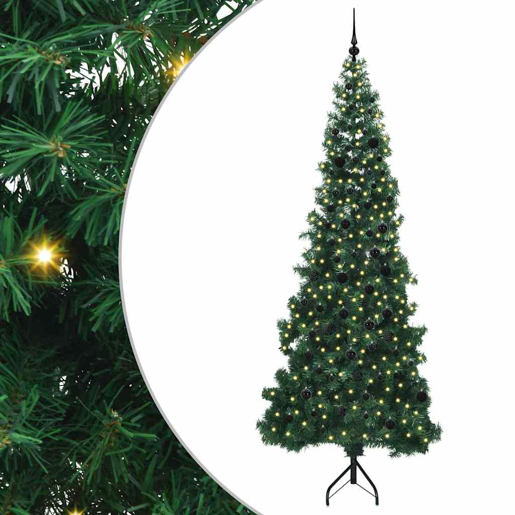 vidaXL Corner Artificial Christmas Tree Green 240 cm PVC and Metal