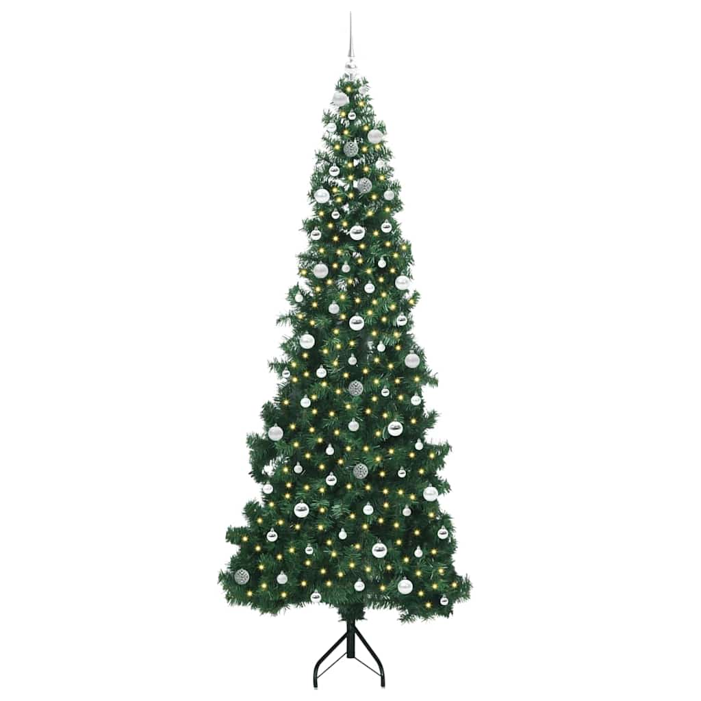 vidaXL Corner Artificial Christmas Tree Green 240 cm PVC and Metal