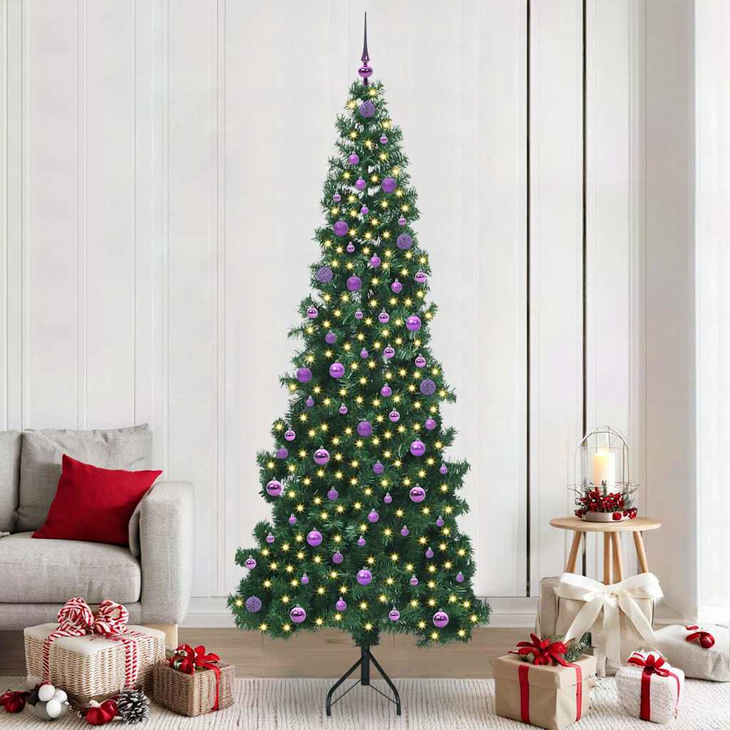 vidaXL Corner Artificial Christmas Tree Green 240 cm PVC and Metal