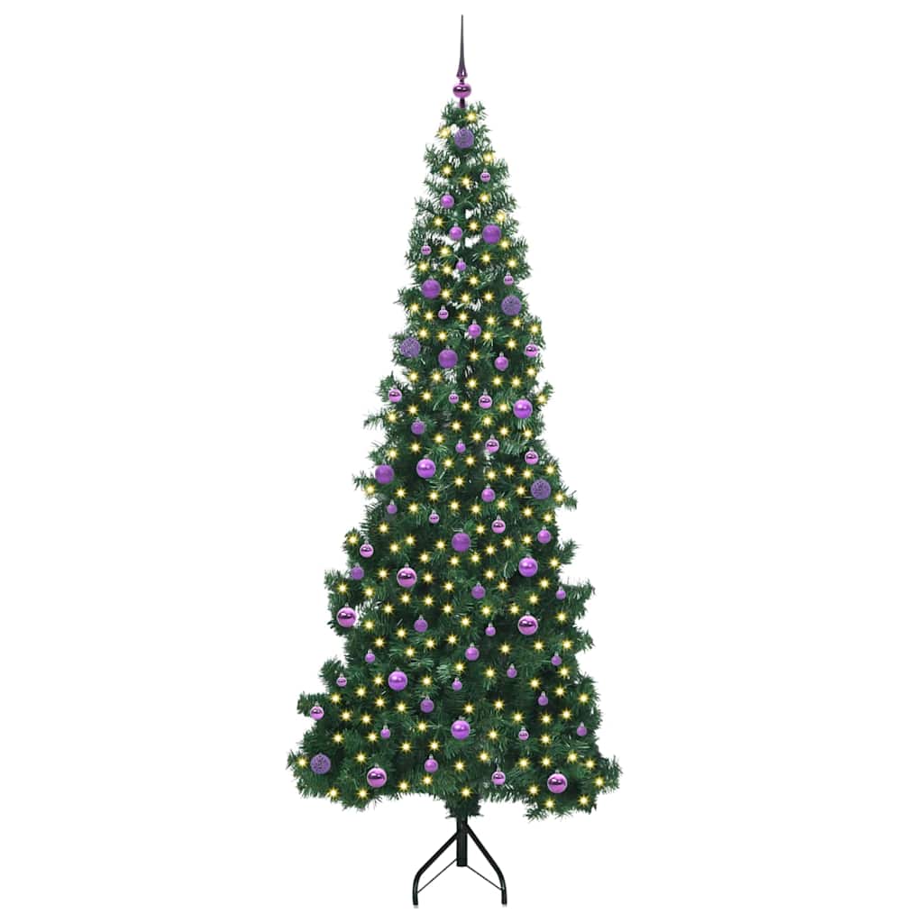 vidaXL Corner Artificial Christmas Tree Green 240 cm PVC and Metal