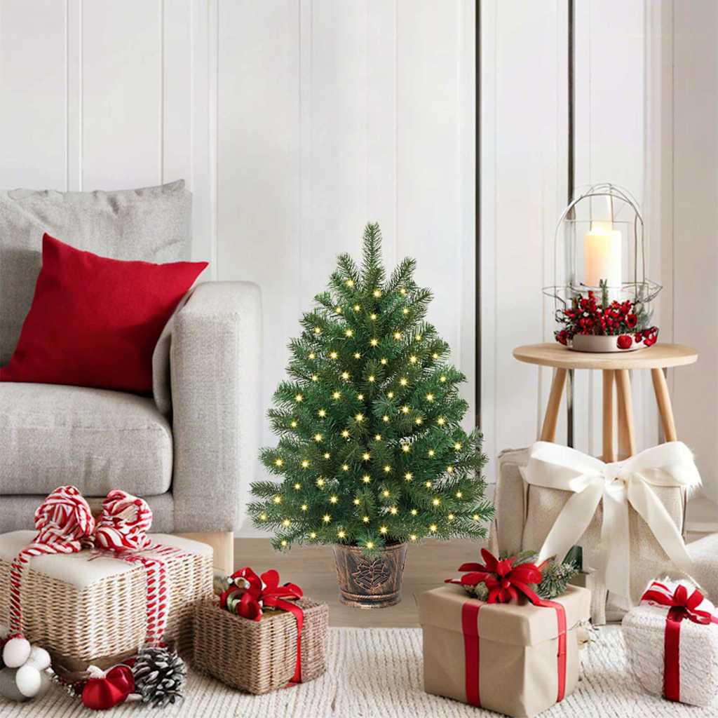 vidaXL Artificial Christmas Tree with 150 LEDs Green 75 cm PE and PVC