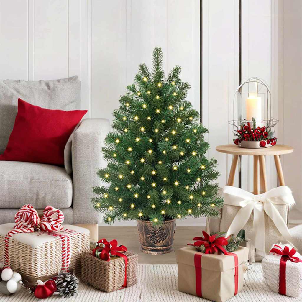 vidaXL Artificial Christmas Tree with 150 LEDs Green 95 cm PE and PVC