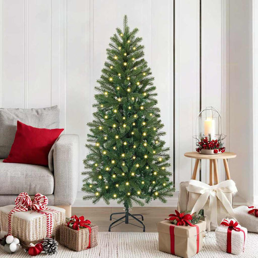 vidaXL Artificial Christmas Tree with 150 LEDs Green 150 cm PE and PVC