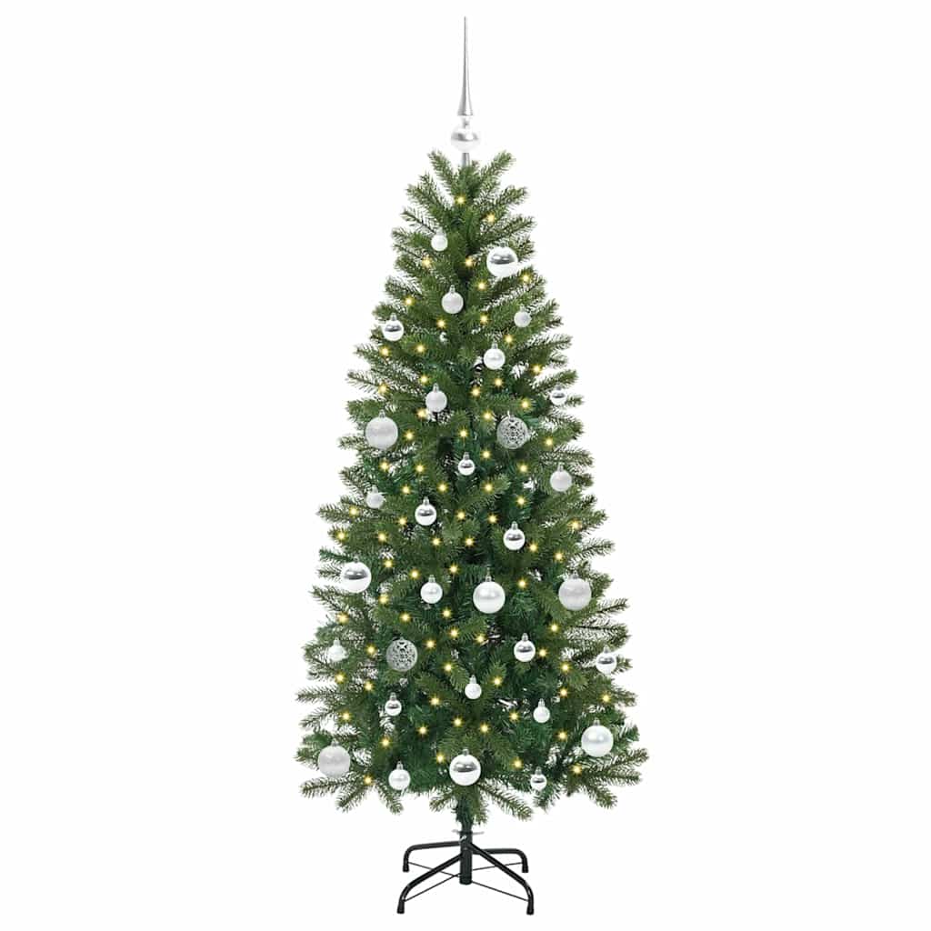 vidaXL Artificial Christmas Tree with 150 LEDs Green 150 cm PE and PVC