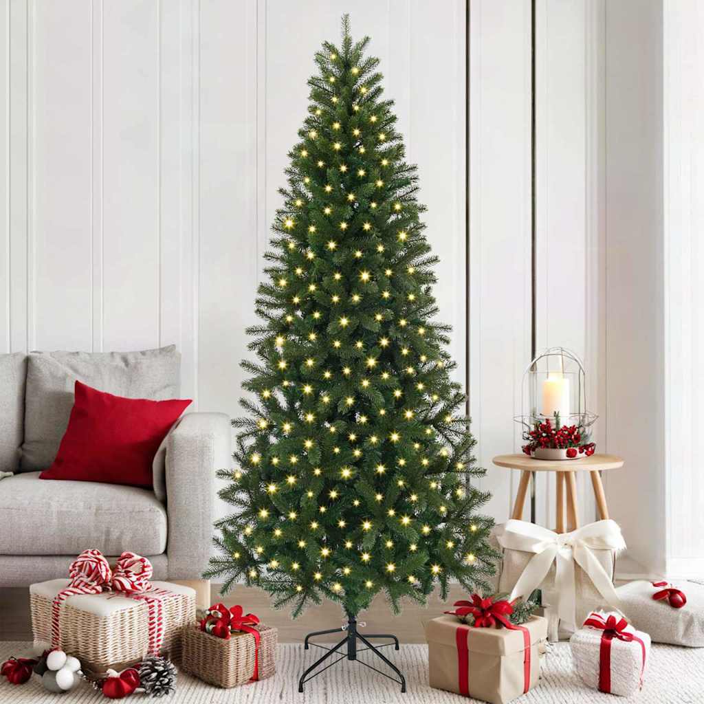 vidaXL Artificial Christmas Tree with 300 LEDs Green 180 cm PE and PVC