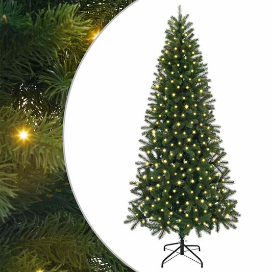 vidaXL Artificial Christmas Tree with 300 LEDs Green 180 cm PE and PVC