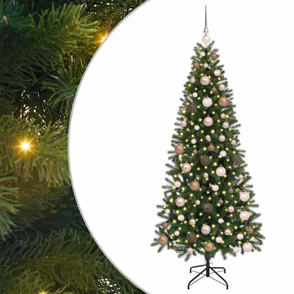 vidaXL Artificial Christmas Tree with 300 LEDs Green 180 cm PE and PVC