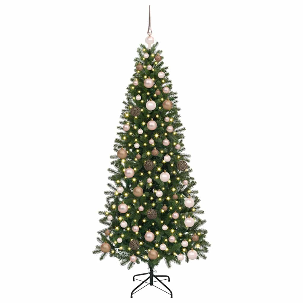 vidaXL Artificial Christmas Tree with 300 LEDs Green 180 cm PE and PVC