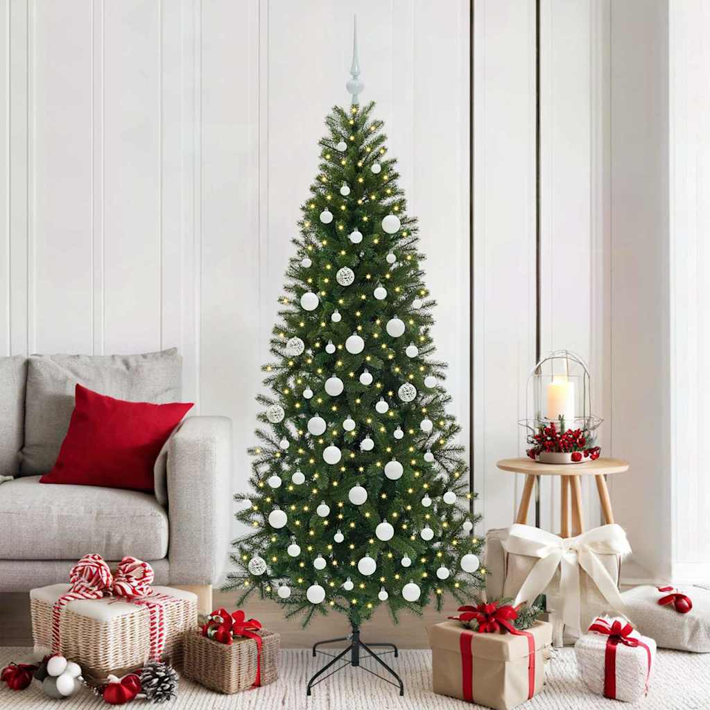 vidaXL Artificial Christmas Tree with 300 LEDs Green 180 cm PE and PVC