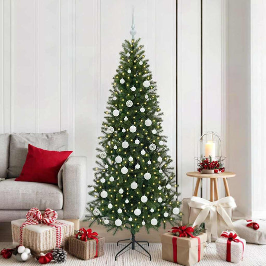 vidaXL Artificial Christmas Tree with 300 LEDs Green 180 cm PE and PVC