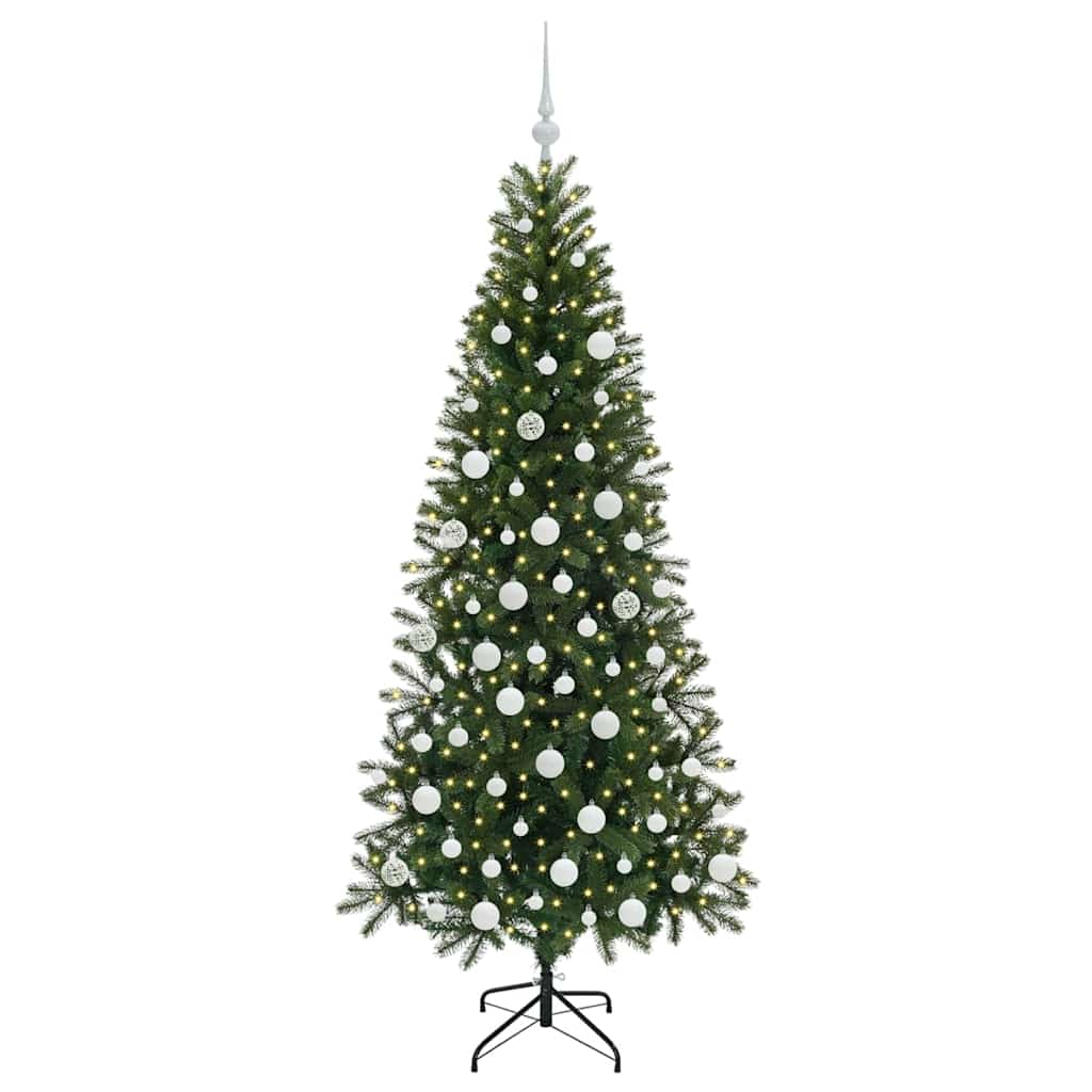 vidaXL Artificial Christmas Tree with 300 LEDs Green 180 cm PE and PVC