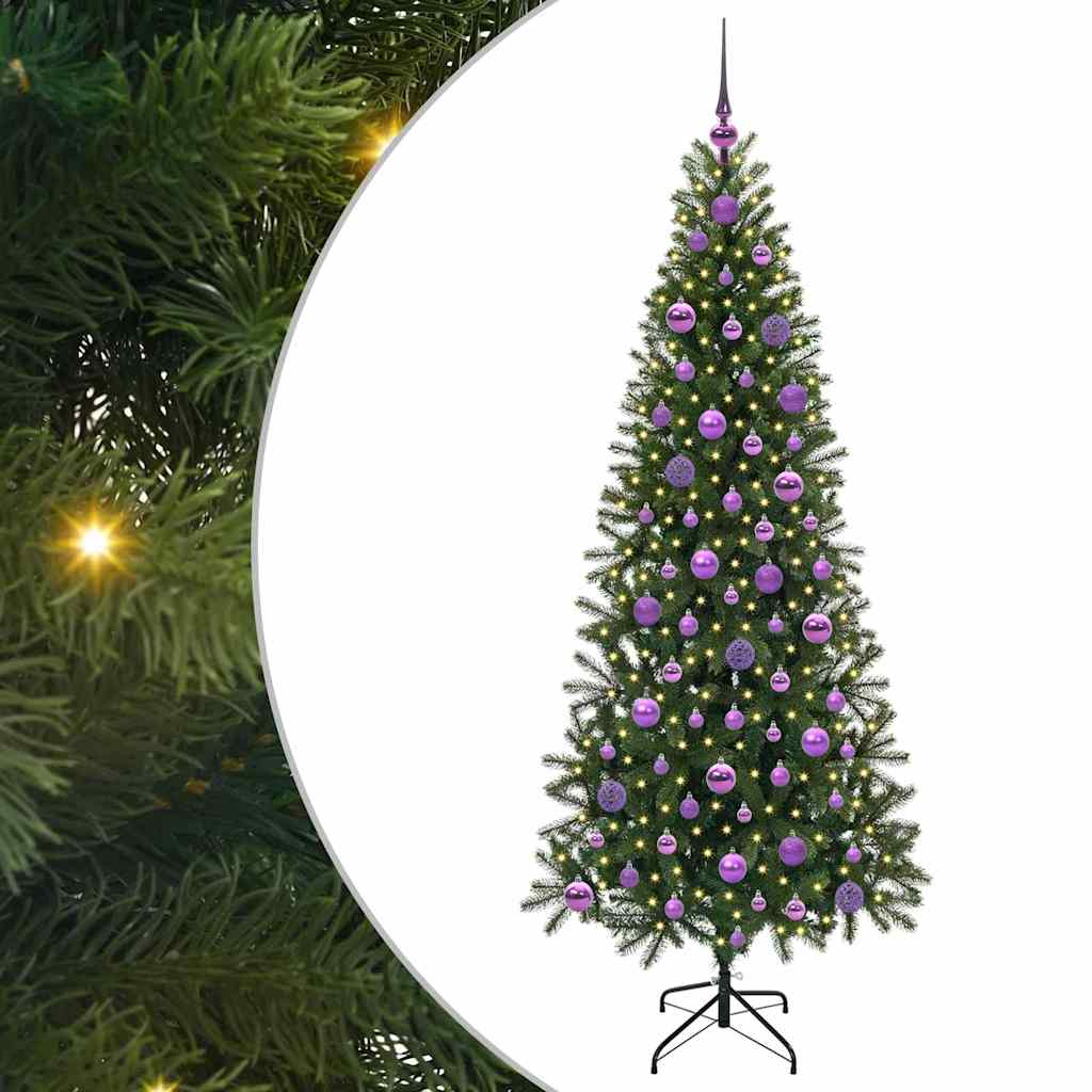 vidaXL Artificial Christmas Tree with 300 LEDs Green 180 cm PE and PVC