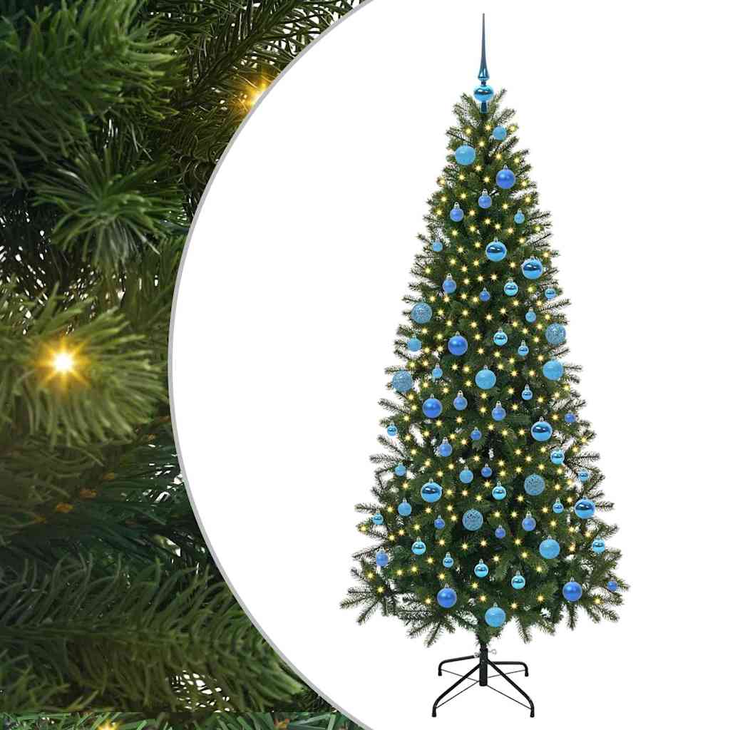 vidaXL Artificial Christmas Tree with 300 LEDs Green 180 cm PE and PVC