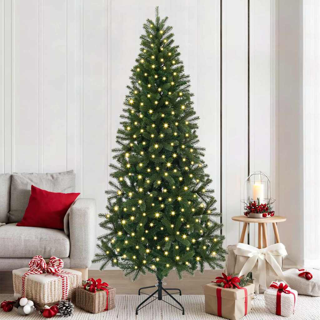 vidaXL Artificial Christmas Tree with 300 LEDs Green 210 cm PE and PVC