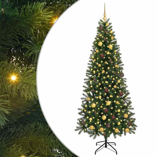 vidaXL Artificial Christmas Tree with 300 LEDs Green 210 cm PE and PVC