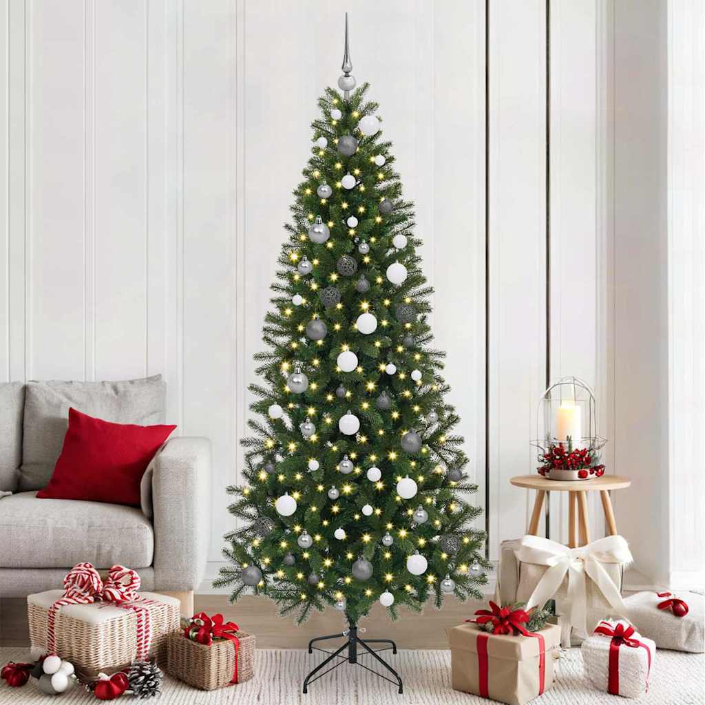vidaXL Artificial Christmas Tree with 300 LEDs Green 210 cm PE and PVC