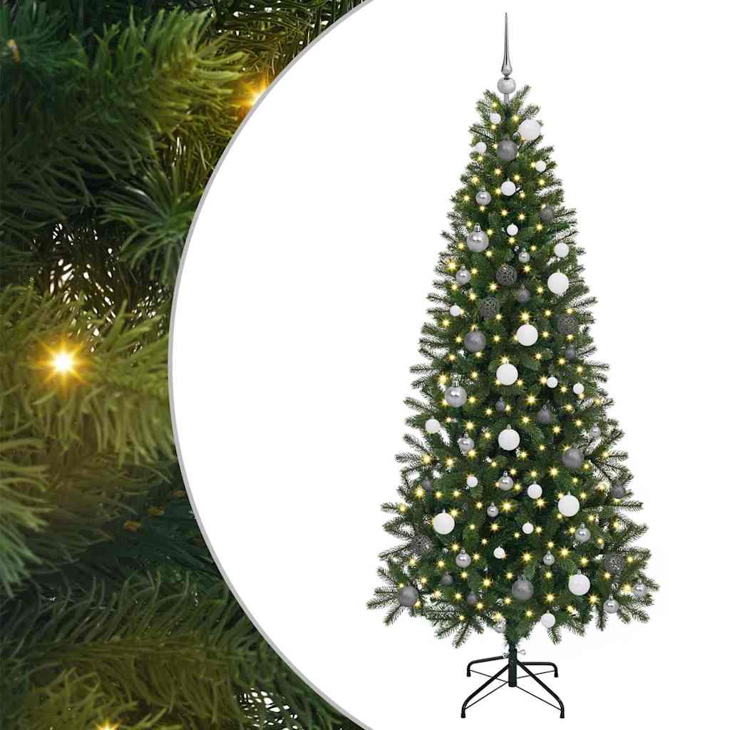 vidaXL Artificial Christmas Tree with 300 LEDs Green 210 cm PE and PVC