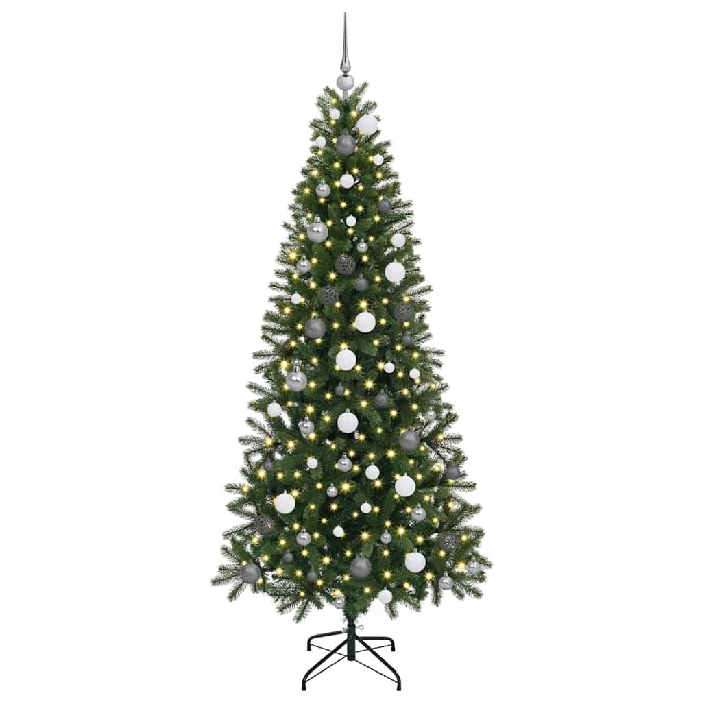 vidaXL Artificial Christmas Tree with 300 LEDs Green 210 cm PE and PVC