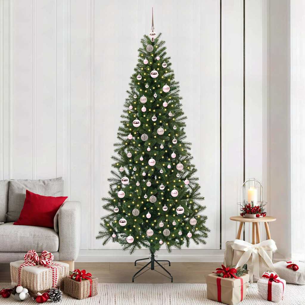 vidaXL Artificial Christmas Tree with 300 LEDs Green 210 cm PE and PVC