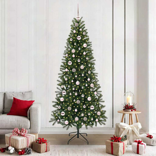 vidaXL Artificial Christmas Tree with 300 LEDs Green 210 cm PE and PVC