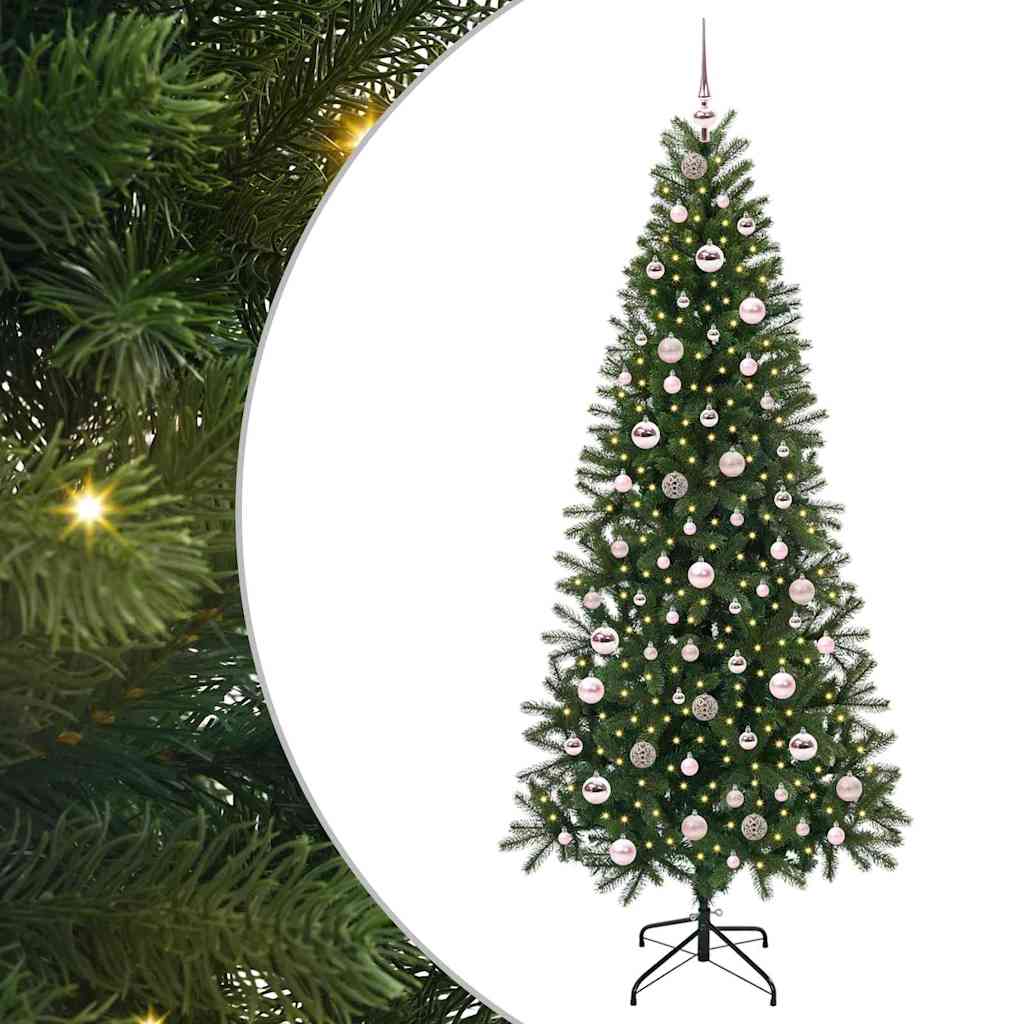 vidaXL Artificial Christmas Tree with 300 LEDs Green 210 cm PE and PVC