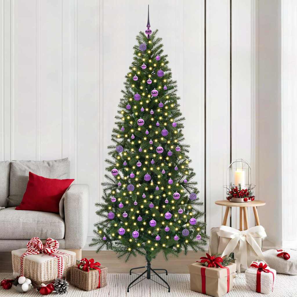vidaXL Artificial Christmas Tree with 300 LEDs Green 210 cm PE and PVC