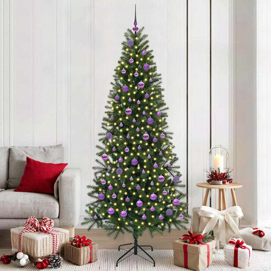 vidaXL Artificial Christmas Tree with 300 LEDs Green 210 cm PE and PVC