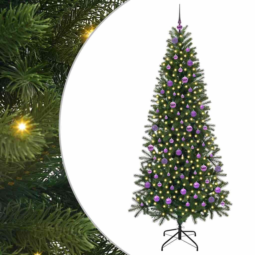 vidaXL Artificial Christmas Tree with 300 LEDs Green 210 cm PE and PVC