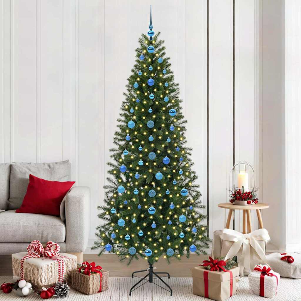 vidaXL Artificial Christmas Tree with 300 LEDs Green 210 cm PE and PVC