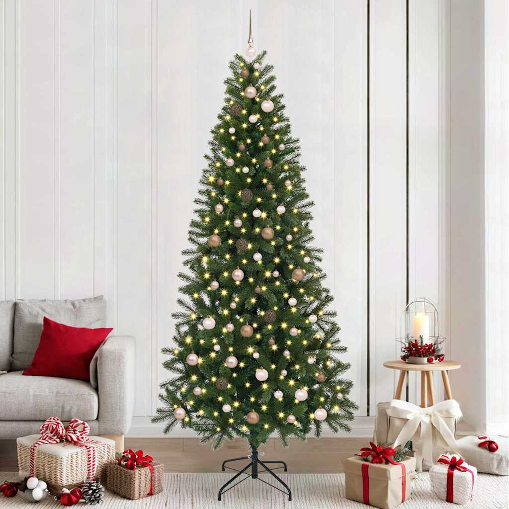 vidaXL Artificial Christmas Tree with 300 LEDs Green 240 cm PE and PVC