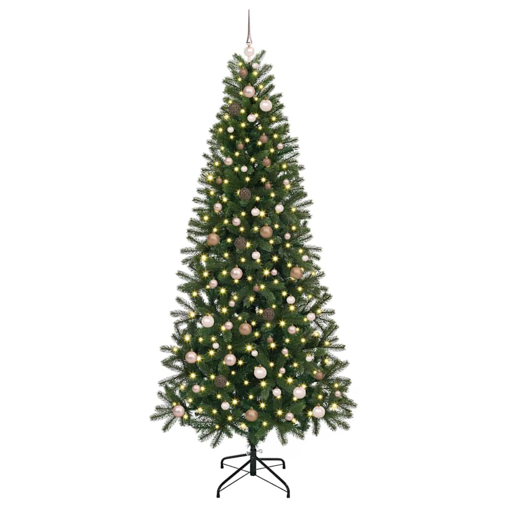 vidaXL Artificial Christmas Tree with 300 LEDs Green 240 cm PE and PVC