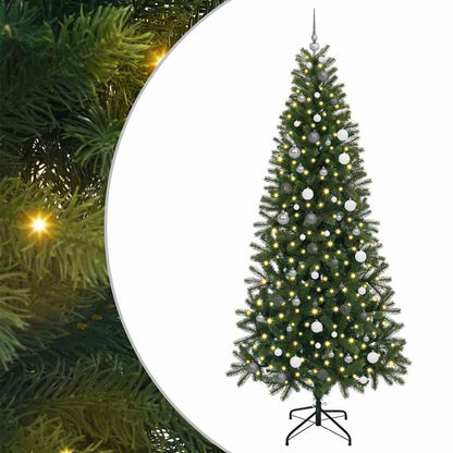 vidaXL Artificial Christmas Tree with 300 LEDs Green 240 cm PE and PVC