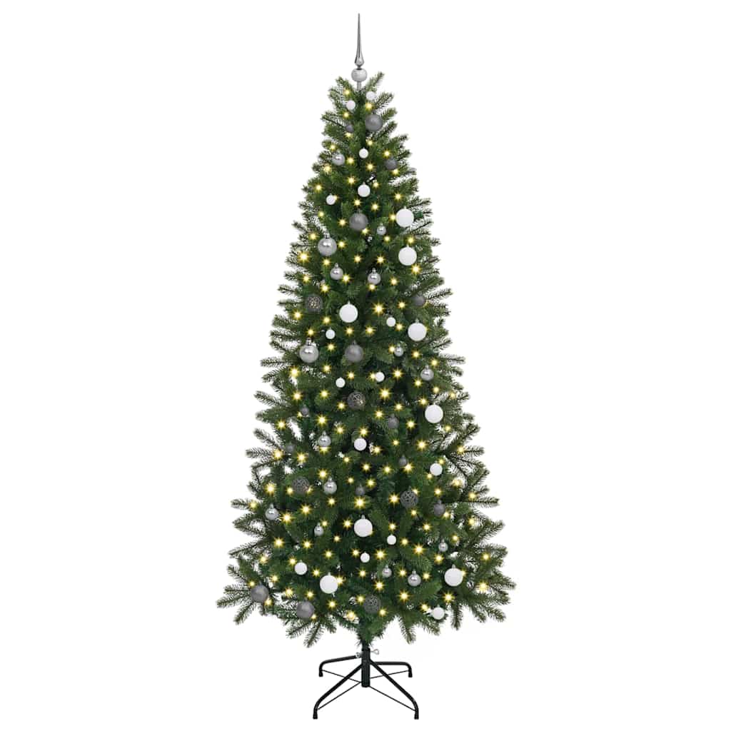 vidaXL Artificial Christmas Tree with 300 LEDs Green 240 cm PE and PVC