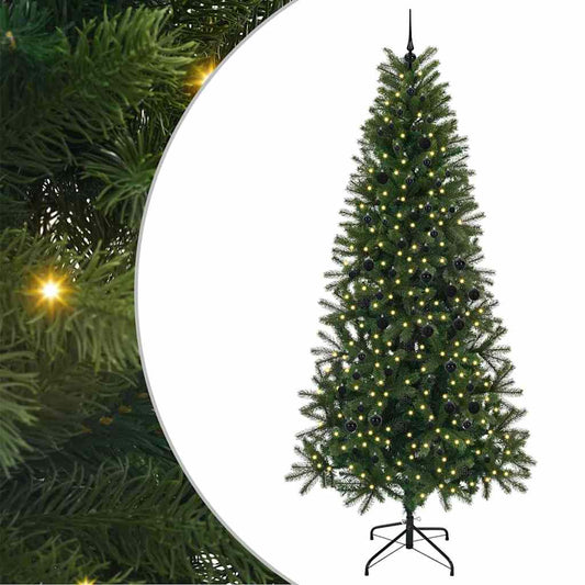 vidaXL Artificial Christmas Tree with 300 LEDs Green 240 cm PE and PVC
