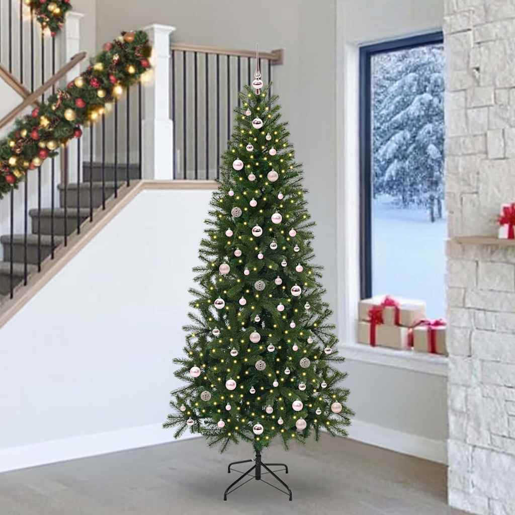 vidaXL Artificial Christmas Tree with 300 LEDs Green 240 cm PE and PVC