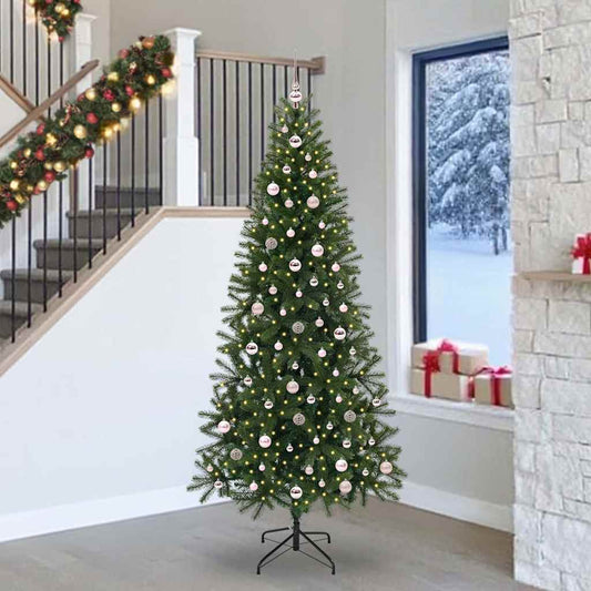vidaXL Artificial Christmas Tree with 300 LEDs Green 240 cm PE and PVC