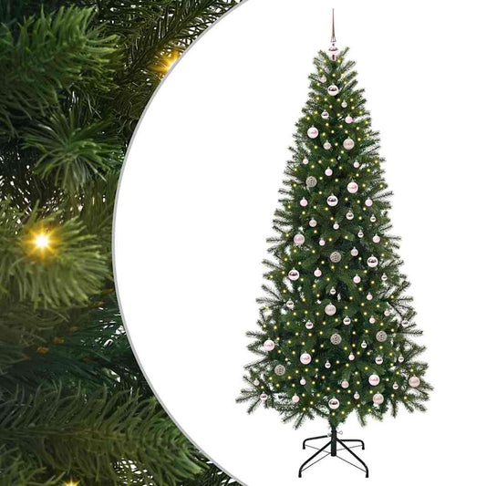 vidaXL Artificial Christmas Tree with 300 LEDs Green 240 cm PE and PVC