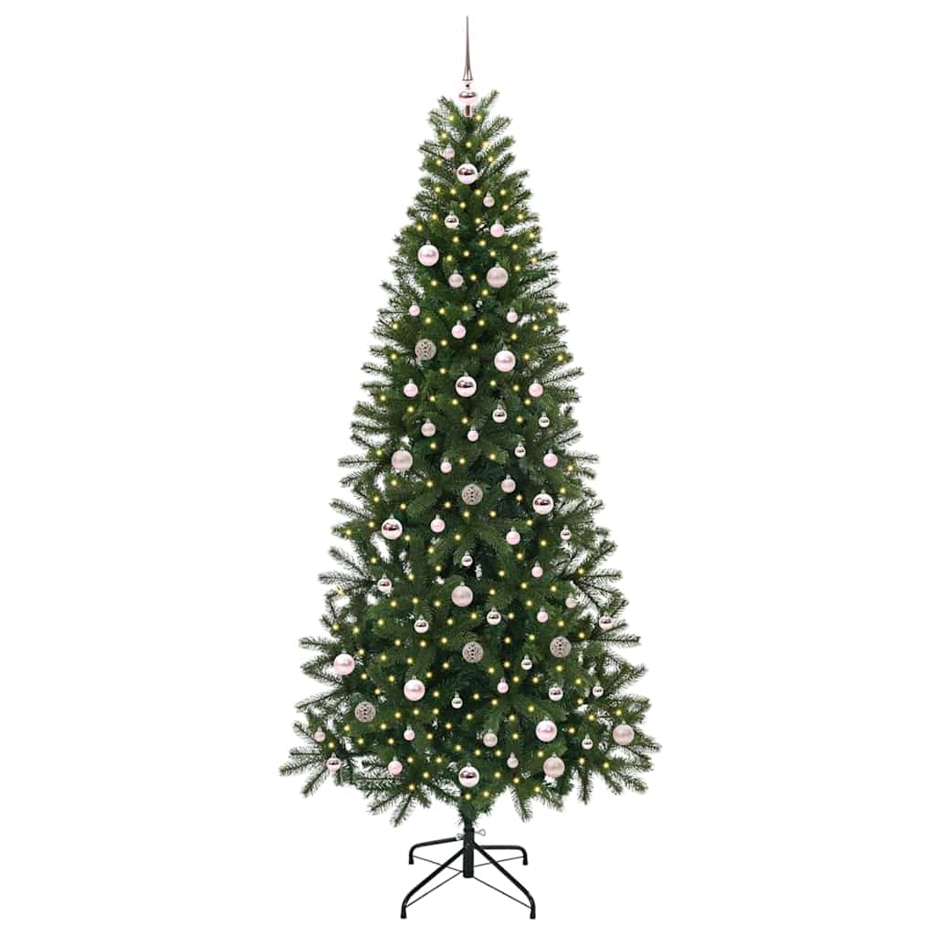 vidaXL Artificial Christmas Tree with 300 LEDs Green 240 cm PE and PVC
