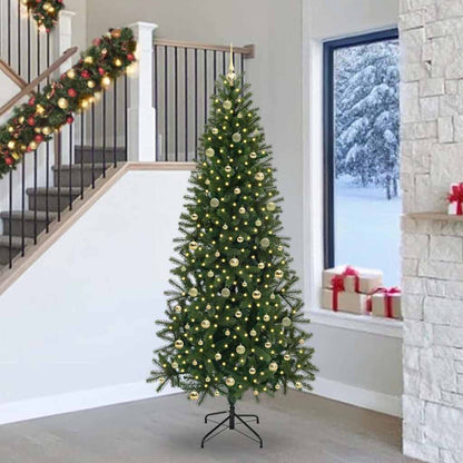 vidaXL Artificial Christmas Tree with 300 LEDs Green 240 cm PE and PVC
