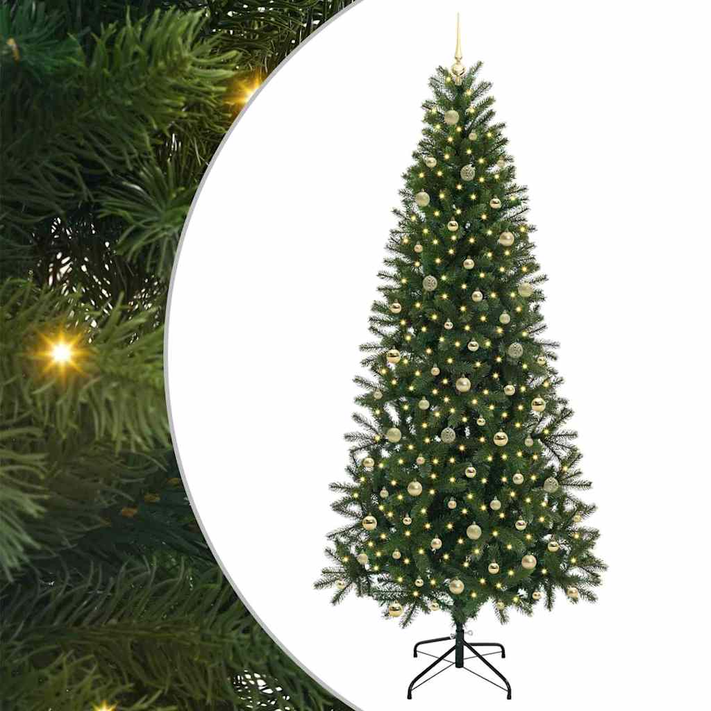 vidaXL Artificial Christmas Tree with 300 LEDs Green 240 cm PE and PVC