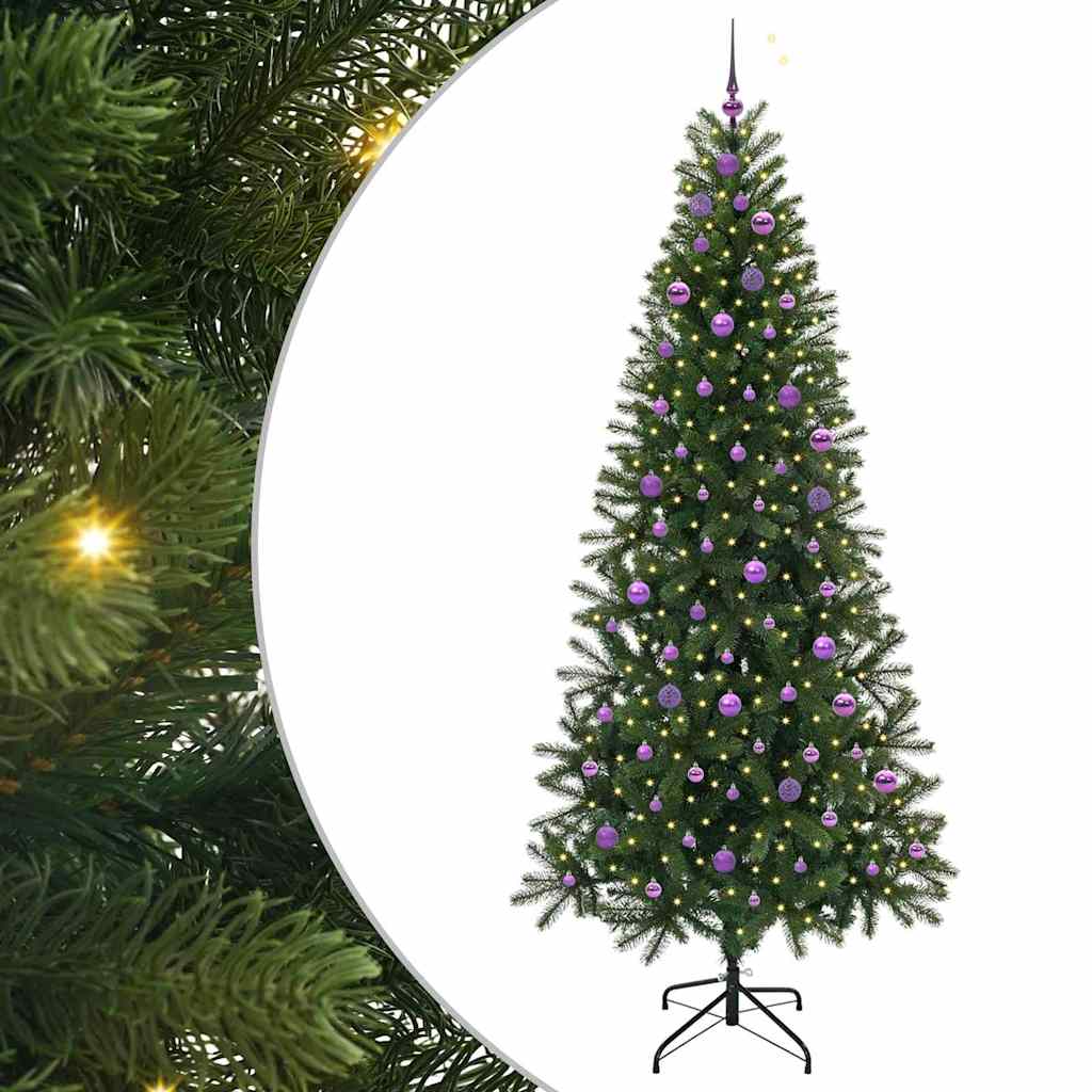 vidaXL Artificial Christmas Tree with 300 LEDs Green 240 cm PE and PVC
