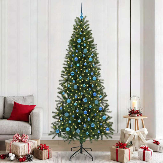 vidaXL Artificial Christmas Tree with 300 LEDs Green 240 cm PE and PVC