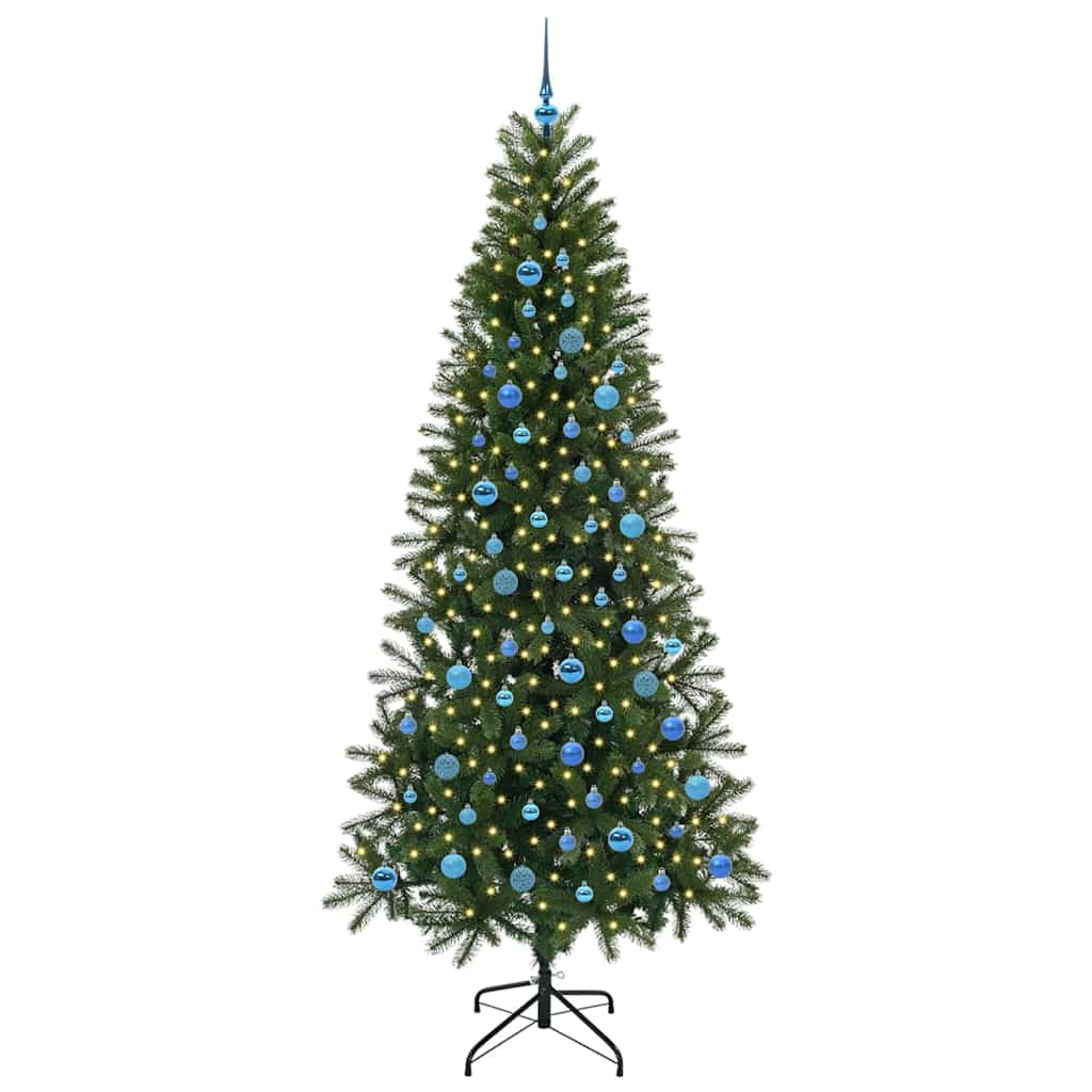 vidaXL Artificial Christmas Tree with 300 LEDs Green 240 cm PE and PVC