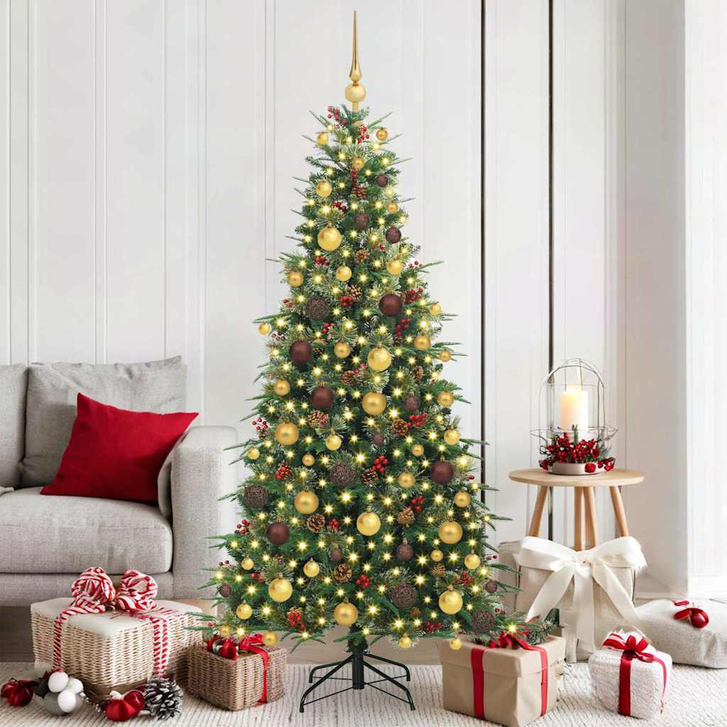 vidaXL Artificial Hinged Christmas Tree Green 180 cm PE and PVC
