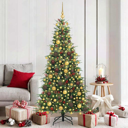 vidaXL Artificial Hinged Christmas Tree Green 180 cm PE and PVC
