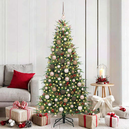 vidaXL Artificial Hinged Christmas Tree Green 180 cm PE and PVC