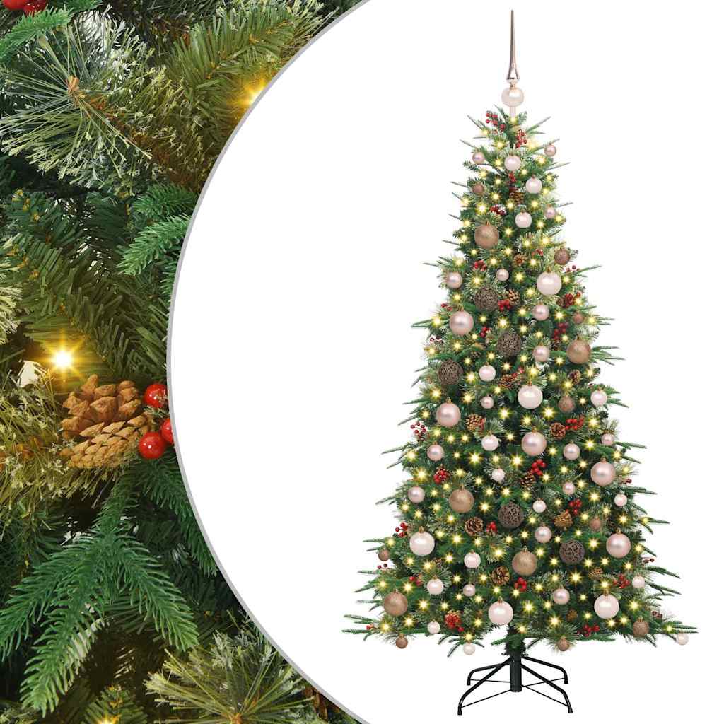 vidaXL Artificial Hinged Christmas Tree Green 180 cm PE and PVC