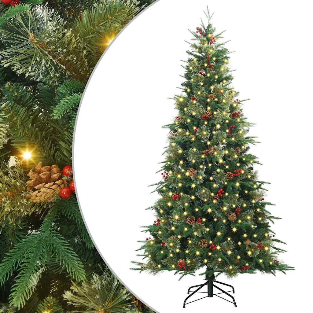 vidaXL Artificial Hinged Christmas Tree Green 210 cm PE and PVC