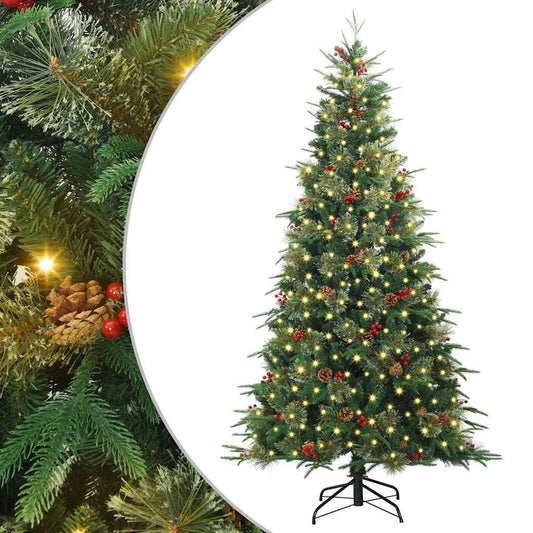 vidaXL Artificial Hinged Christmas Tree Green 210 cm PE and PVC